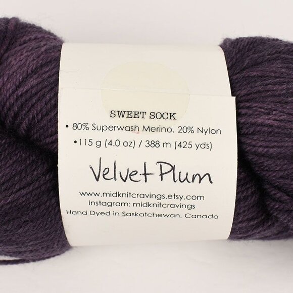 Midknit Cravings Sweet Sock Yarn Hand-Dyed Superwash Merino Nylon Velvet Plum - Picture 3 of 3